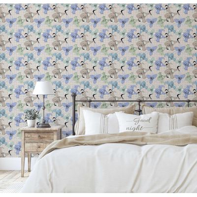 Papel Adesivo de Parede Estampa Lírios Botânicos Vinílico Impermeável Removível Mix Pastel para Inquilinos Quarto e Sala de Jantar - S4sassy 63,5 cm (L) × 152,4 cm (C) / Azul - Vinil Texturizado