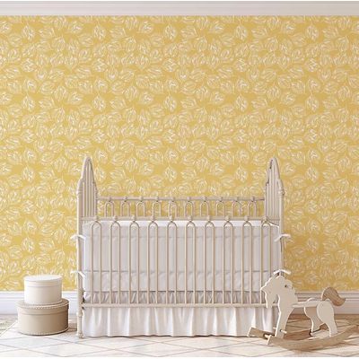 Revestimento de Parede Vinílico Autoadesivo Removível e Impermeável, Estampa de Folhas Amarelas para Paredes, Armários e Cômoda - S4sassy 63,5 cm (L) × 914,4 cm (C) / Amarelo - Vinil Texturizado