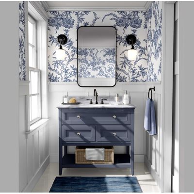 Papel de Parede Vinílico Removível À Prova d'Água, Contact Videira Vintage Azul, Rolo Autoadesivo para Paredes e Móveis - S4Sassy 63,5 cm (L) × 914,4 cm (C) / Azul - Vinil Texturizado