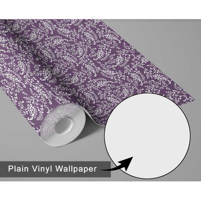 Papel de Parede Estampa Folha de Videira - Estilo Asiático, Autoadesivo, Envoltório Decorativo, DIY Fácil para Quarto e Sala - S4Sassy 63,5 cm (L) × 304,8 cm (C) / Roxo - Vinil Texturizado