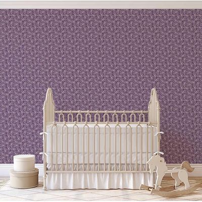 Papel de Parede Estampa Folha de Videira - Estilo Asiático, Autoadesivo, Envoltório Decorativo, DIY Fácil para Quarto e Sala - S4Sassy 63,5 cm (L) × 304,8 cm (C) / Roxo - Vinil Texturizado
