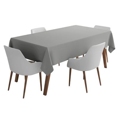 Toalha de Mesa Impermeável para Uso Interno e Externo, Capa Primavera/Verão para Mesa Circular/Churrasco/Piquenique/Quintal - Vargottam 147,32 Cm × 304,8 Cm – Com Furo Para Guarda-Sol / Cinza