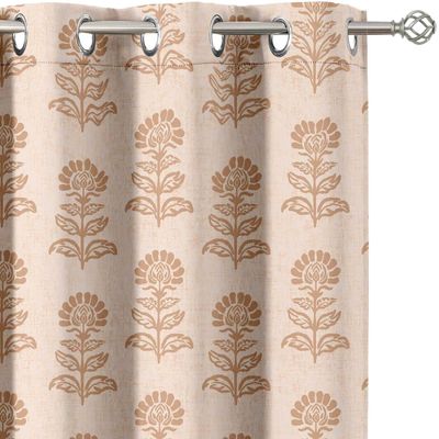 Cortinas Blackout Estampa de Calêndula, Jogo 2 Painéis, Ilhós para Janela/Porta, Quarto, Berçário e Sala - Laranja - Vargottam 132,08 Cm (L) × 213,36 Cm (C) / Laranja