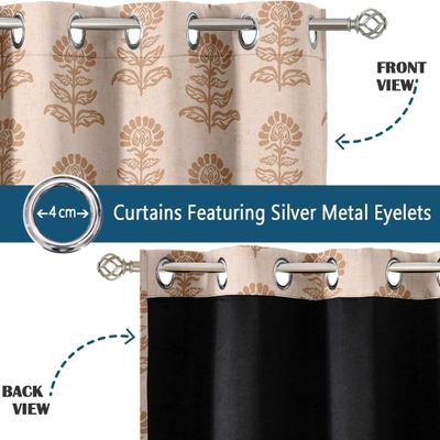 Cortinas Blackout Estampa de Calêndula, Jogo 2 Painéis, Ilhós para Janela/Porta, Quarto, Berçário e Sala - Laranja - Vargottam 132,08 Cm (L) × 213,36 Cm (C) / Laranja