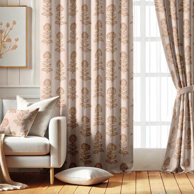 Cortinas Blackout Estampa de Calêndula, Jogo 2 Painéis, Ilhós para Janela/Porta, Quarto, Berçário e Sala - Laranja - Vargottam 132,08 Cm (L) × 213,36 Cm (C) / Laranja