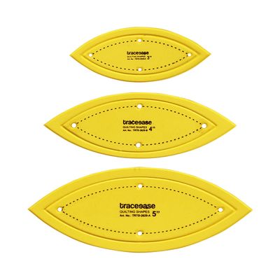 Traceease Molde Estêncil Marquise para Matelassê Conjunto de 3 Peças 7,6/10,2/12,7 cm DIY Costura Patchwork para Quilting - EL Amarelo
