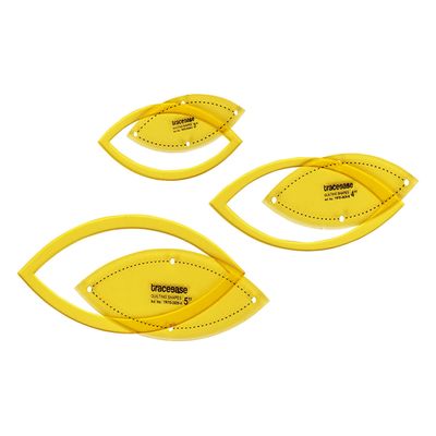 Traceease Molde Estêncil Marquise para Matelassê Conjunto de 3 Peças 7,6/10,2/12,7 cm DIY Costura Patchwork para Quilting - EL Amarelo