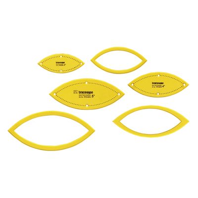 Traceease Molde Estêncil Marquise para Matelassê Conjunto de 3 Peças 7,6/10,2/12,7 cm DIY Costura Patchwork para Quilting - EL Amarelo