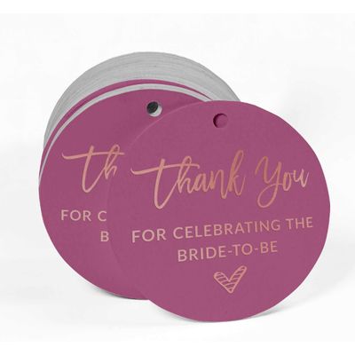 Tag para Garrafa 'Obrigado por Celebrar a Noiva' Metalizada para Lembrancinha de Chá de Noiva - Inkdotpot 50 Etiquetas Metalizadas / Rosa - Ouro Rosé