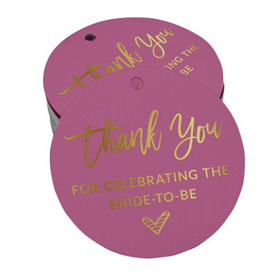 Tag para Garrafa 'Obrigado por Celebrar a Noiva' Metalizada para Lembrancinha de Chá de Noiva - Inkdotpot 50 Etiquetas Metalizadas / Rosa - Ouro Rosé