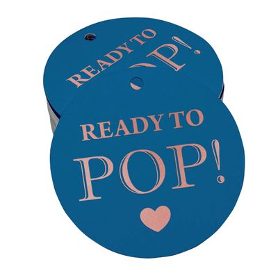 Etiquetas de Papel para Lembrancinha de Chá de Bebê Pronto para Estourar com Acabamento Metalizado para Pendurar - Inkdotpot 50 Etiquetas Metalizadas / Azul - Ouro Rosé