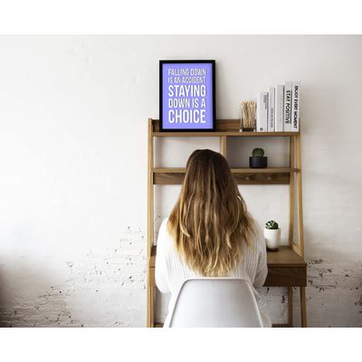 Quadro Motivacional Cair É um Acidente; Ficar Caído É uma Escolha para Casa/Escritório, Pacote com 1 - Azul - Inkdotpot 30,48 Cm × 45,72 Cm / Somente Pôster