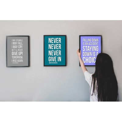 Quadro Motivacional Cair É um Acidente; Ficar Caído É uma Escolha para Casa/Escritório, Pacote com 1 - Azul - Inkdotpot 30,48 Cm × 45,72 Cm / Somente Pôster