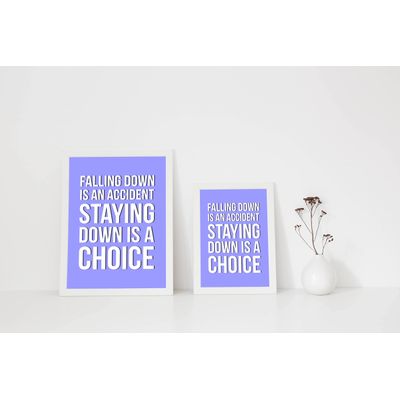 Quadro Motivacional Cair É um Acidente; Ficar Caído É uma Escolha para Casa/Escritório, Pacote com 1 - Azul - Inkdotpot 30,48 Cm × 45,72 Cm / Somente Pôster