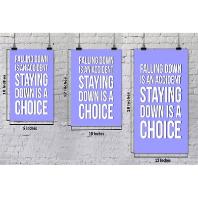 Quadro Motivacional Cair É um Acidente; Ficar Caído É uma Escolha para Casa/Escritório, Pacote com 1 - Azul - Inkdotpot 30,48 Cm × 45,72 Cm / Somente Pôster