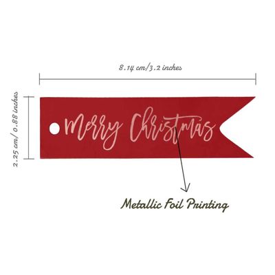 Etiqueta para Pendurar em Garrafa Feliz Natal com Foil para Lembrancinha - Inkdotpot 100 Etiquetas Metalizadas / Vermelho - Ouro Rosé