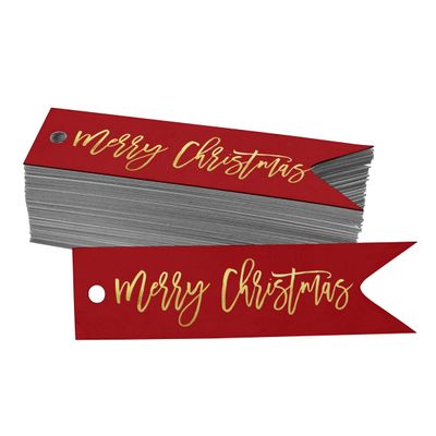 Etiqueta para Pendurar em Garrafa Feliz Natal com Foil para Lembrancinha - Inkdotpot 100 Etiquetas Metalizadas / Vermelho - Ouro Rosé