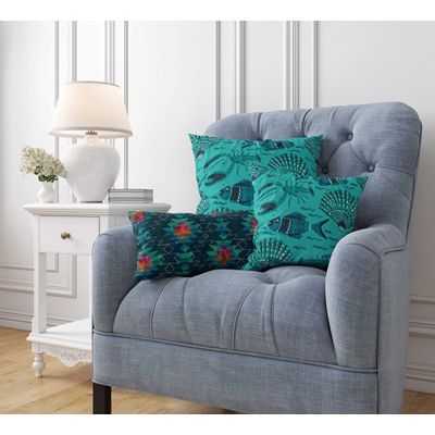 Capas de Almofada Decorativas Estampadas Tema Azul - Vargottam 50,8 Cm × 50,8 Cm – Quadrado / Azul