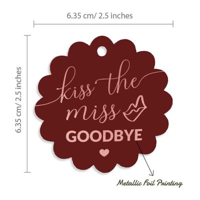 Etiquetas de Papel Metalizado 'Kiss The Miss Goodbye' para Lembrancinhas de Despedida de Solteira - Inkdotpot 100 Etiquetas Metalizadas / Vermelho - Ouro Rosé