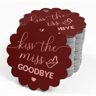 Etiquetas de Papel Metalizado 'Kiss The Miss Goodbye' para Lembrancinhas de Despedida de Solteira - Inkdotpot 100 Etiquetas Metalizadas / Vermelho - Ouro Rosé