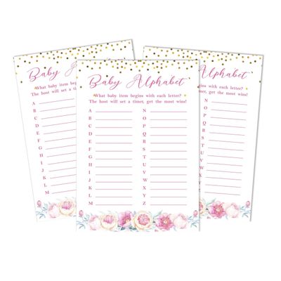 Conjunto de 50 Cartões Alfabeto ABC com Confete para Chá de Bebê Revelação do Sexo É Menino É Menina Suprimentos para Festa - Inkdotpot 12,7 Cm × 17,78 Cm / Branco - O Que Tem na Sua Bolsa