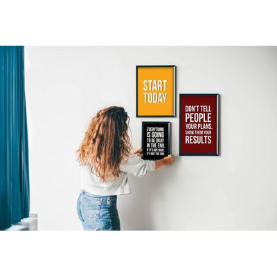 Arte de Parede Motivacional — Tudo Vai Ficar Bem no Final; Se Não Estiver, Não É o Fim — Decoração de Parede, 1 Unid., Preto - Inkdotpot 20,32 Cm × 25,4 Cm / Moldura Preta