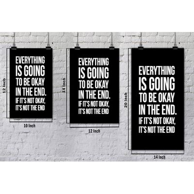 Arte de Parede Motivacional — Tudo Vai Ficar Bem no Final; Se Não Estiver, Não É o Fim — Decoração de Parede, 1 Unid., Preto - Inkdotpot 20,32 Cm × 25,4 Cm / Moldura Preta
