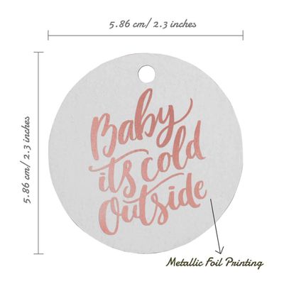 Etiquetas de Papel Metalizado para Pendurar "Baby It's Cold Outside" para Lembrancinhas de Chá de Bebê - Inkdotpot 50 Etiquetas Metalizadas / Branco - Ouro Rosé