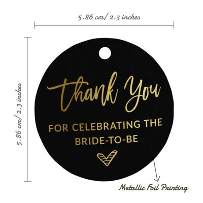 Etiqueta para Pendurar em Papel Metalizado Obrigado por Celebrar a Futura Noiva Lembrancinha para Chá de Noiva - Inkdotpot 100 Etiquetas Metalizadas / Preto - Dourado