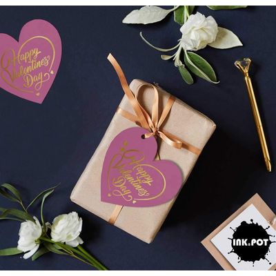 Etiquetas para Pendurar de Lembrancinha do Dia dos Namorados em Papel Metalizado - Inkdotpot 50 Etiquetas Metalizadas / Rosa - Prata