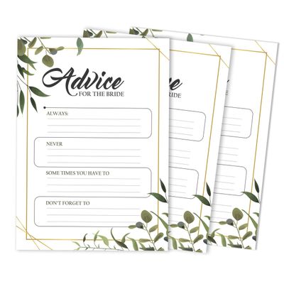 Cartões de Jogo Quadrados em Branco para Chá de Noiva e Despedida de Solteira, 50 Peças, Tema Folhagens - Inkdotpot 12,7 Cm × 17,78 Cm / Branco - Cartão de Conselho