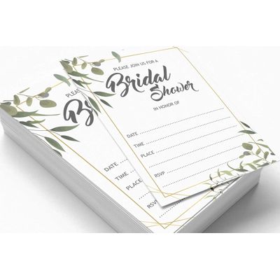Cartões de Jogo Quadrados em Branco para Chá de Noiva e Despedida de Solteira, 50 Peças, Tema Folhagens - Inkdotpot 12,7 Cm × 17,78 Cm / Branco - Cartão de Conselho