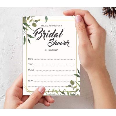 Cartões de Jogo Quadrados em Branco para Chá de Noiva e Despedida de Solteira, 50 Peças, Tema Folhagens - Inkdotpot 12,7 Cm × 17,78 Cm / Branco - Cartão de Conselho
