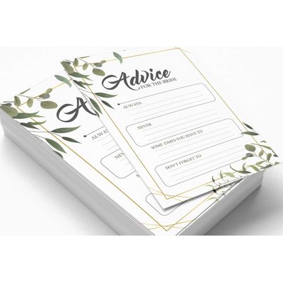 Cartões de Jogo Quadrados em Branco para Chá de Noiva e Despedida de Solteira, 50 Peças, Tema Folhagens - Inkdotpot 12,7 Cm × 17,78 Cm / Branco - Cartão de Conselho