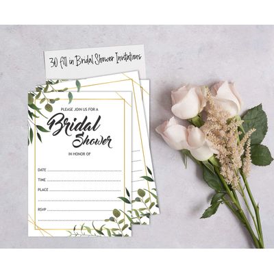 Cartões de Jogo Quadrados em Branco para Chá de Noiva e Despedida de Solteira, 50 Peças, Tema Folhagens - Inkdotpot 12,7 Cm × 17,78 Cm / Branco - Cartão de Conselho