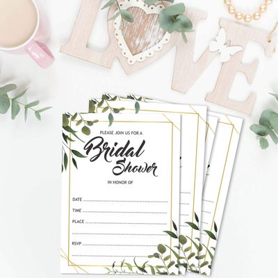 Cartões de Jogo Quadrados em Branco para Chá de Noiva e Despedida de Solteira, 50 Peças, Tema Folhagens - Inkdotpot 12,7 Cm × 17,78 Cm / Branco - Cartão de Conselho
