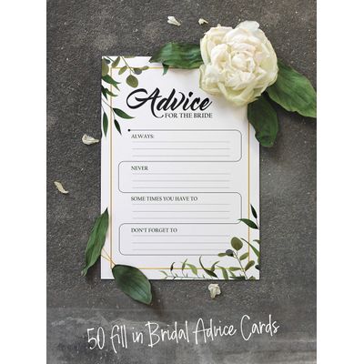 Cartões de Jogo Quadrados em Branco para Chá de Noiva e Despedida de Solteira, 50 Peças, Tema Folhagens - Inkdotpot 12,7 Cm × 17,78 Cm / Branco - Cartão de Conselho