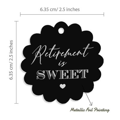 Etiquetas de Papel para Lembrancinha de Aposentadoria com Texto Isweet e Acabamento em Foil para Pendurar - Inkdotpot 50 Etiquetas Metalizadas / Preto - Prata