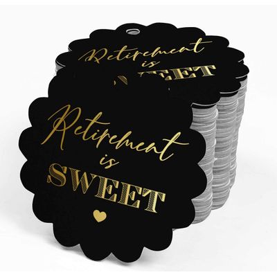 Etiquetas de Papel para Lembrancinha de Aposentadoria com Texto Isweet e Acabamento em Foil para Pendurar - Inkdotpot 50 Etiquetas Metalizadas / Preto - Prata