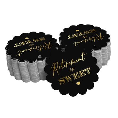 Etiquetas de Papel para Lembrancinha de Aposentadoria com Texto Isweet e Acabamento em Foil para Pendurar - Inkdotpot 50 Etiquetas Metalizadas / Preto - Prata