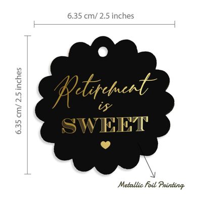 Etiquetas de Papel para Lembrancinha de Aposentadoria com Texto Isweet e Acabamento em Foil para Pendurar - Inkdotpot 50 Etiquetas Metalizadas / Preto - Prata