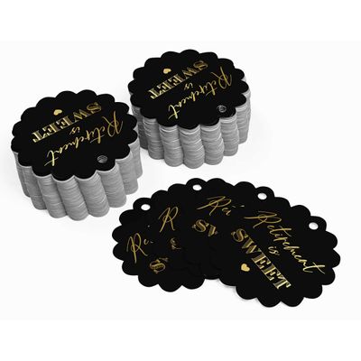 Etiquetas de Papel para Lembrancinha de Aposentadoria com Texto Isweet e Acabamento em Foil para Pendurar - Inkdotpot 50 Etiquetas Metalizadas / Preto - Prata