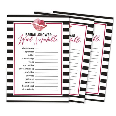 50 Cartões Quadrados Listrados 'Kiss' Brancos para Presentes - Jogo The Miss Good Bye Chá de Noiva/Despedida de Solteira - Inkdotpot 12,7 Cm × 17,78 Cm / Branco - Jogo de Palavras da Noiva