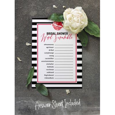 50 Cartões Quadrados Listrados 'Kiss' Brancos para Presentes - Jogo The Miss Good Bye Chá de Noiva/Despedida de Solteira - Inkdotpot 12,7 Cm × 17,78 Cm / Branco - Jogo de Palavras da Noiva