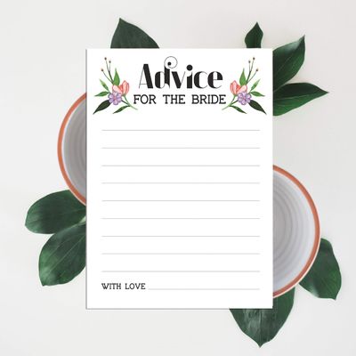 Cartões Quadrados em Branco para Chá de Noiva e Despedida de Solteira, Preenchíveis, 50 Unidades, Floral - Inkdotpot 8,89 Cm × 6,35 Cm / Branco - Jogos de Festa