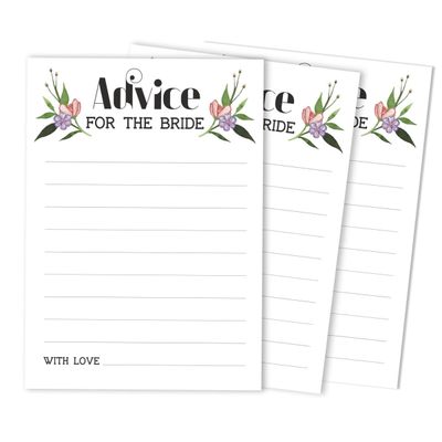 Cartões Quadrados em Branco para Chá de Noiva e Despedida de Solteira, Preenchíveis, 50 Unidades, Floral - Inkdotpot 8,89 Cm × 6,35 Cm / Branco - Jogos de Festa