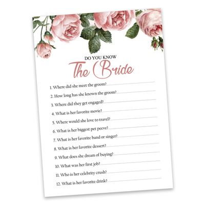 Cartões de Jogo Quadrados em Branco para Chá de Noiva e Despedida de Solteira, Ideias de Presentes para Preencher, Pacote com 50 - Inkdotpot 12,7 Cm × 17,78 Cm / Branco - Quiz da Noiva