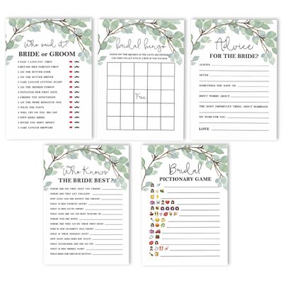 50 Cartões de Bingo Quadrados Brancos para Preencher Ideias de Presente para Chá de Noiva e Despedida de Solteira com Folhagens - Inkdotpot 12,7 Cm × 17,78 Cm / Branco - Conjunto de Jogos