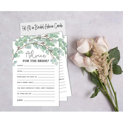 50 Cartões de Bingo Quadrados Brancos para Preencher Ideias de Presente para Chá de Noiva e Despedida de Solteira com Folhagens - Inkdotpot 12,7 Cm × 17,78 Cm / Branco - Conjunto de Jogos