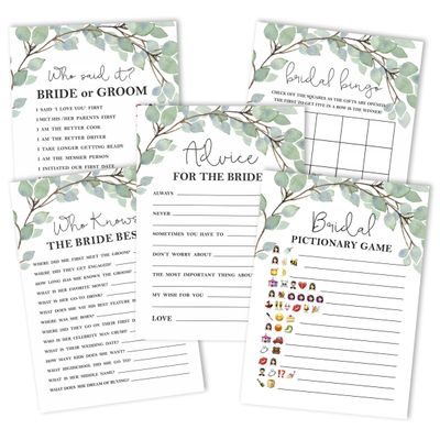 50 Cartões de Bingo Quadrados Brancos para Preencher Ideias de Presente para Chá de Noiva e Despedida de Solteira com Folhagens - Inkdotpot 12,7 Cm × 17,78 Cm / Branco - Conjunto de Jogos